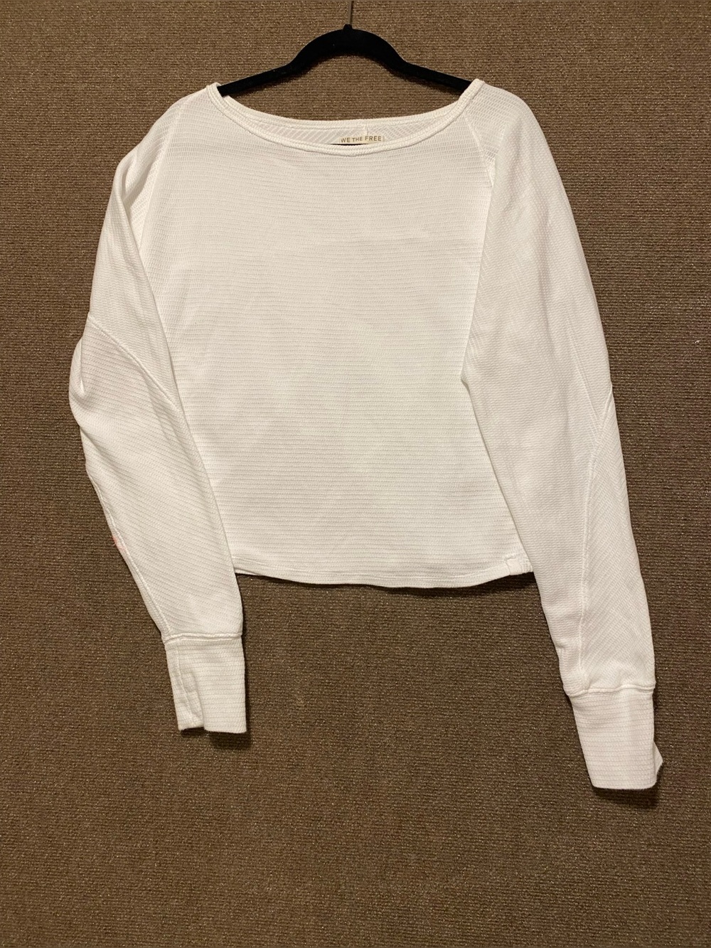 Free People We The Free White Waffle-Knit Thermal Top Size Medium